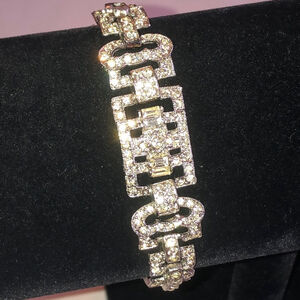 Angel Brand Signed Silver Tone Rhinestone Bracelet